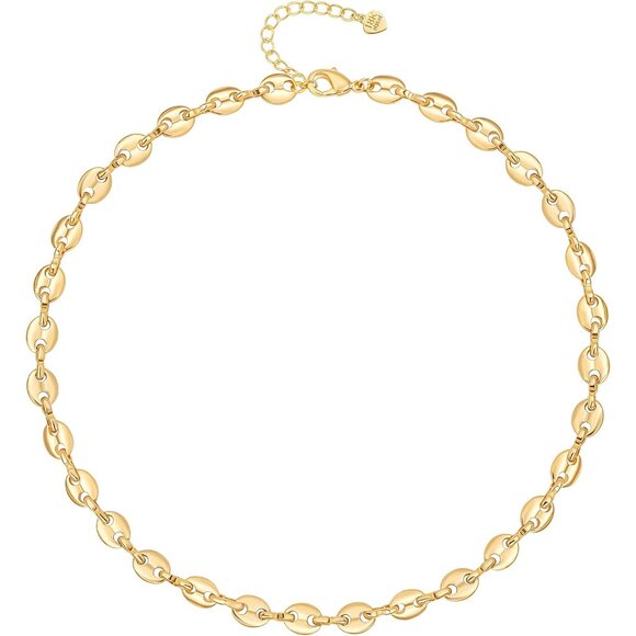 Jewelry - 18K Gold Plated Paperclip Chain Choker Satellite Chain Freshwater Cultured Biwa
